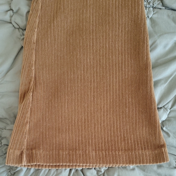 Women's Tan Corduroy Flare Pajama Pants - Picture 3 of 4